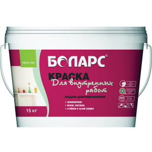 Краска "Боларс" водно-дисперсионная интерьерная для внутренних работ 15кг Краска "Боларс" водно-дисперсионная интерьерная для внутренних работ 15кг